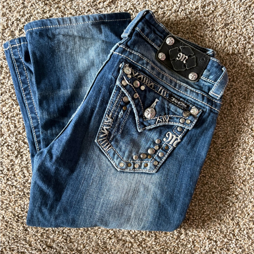 Miss Me Denim Jeans with Rhinestone Accents